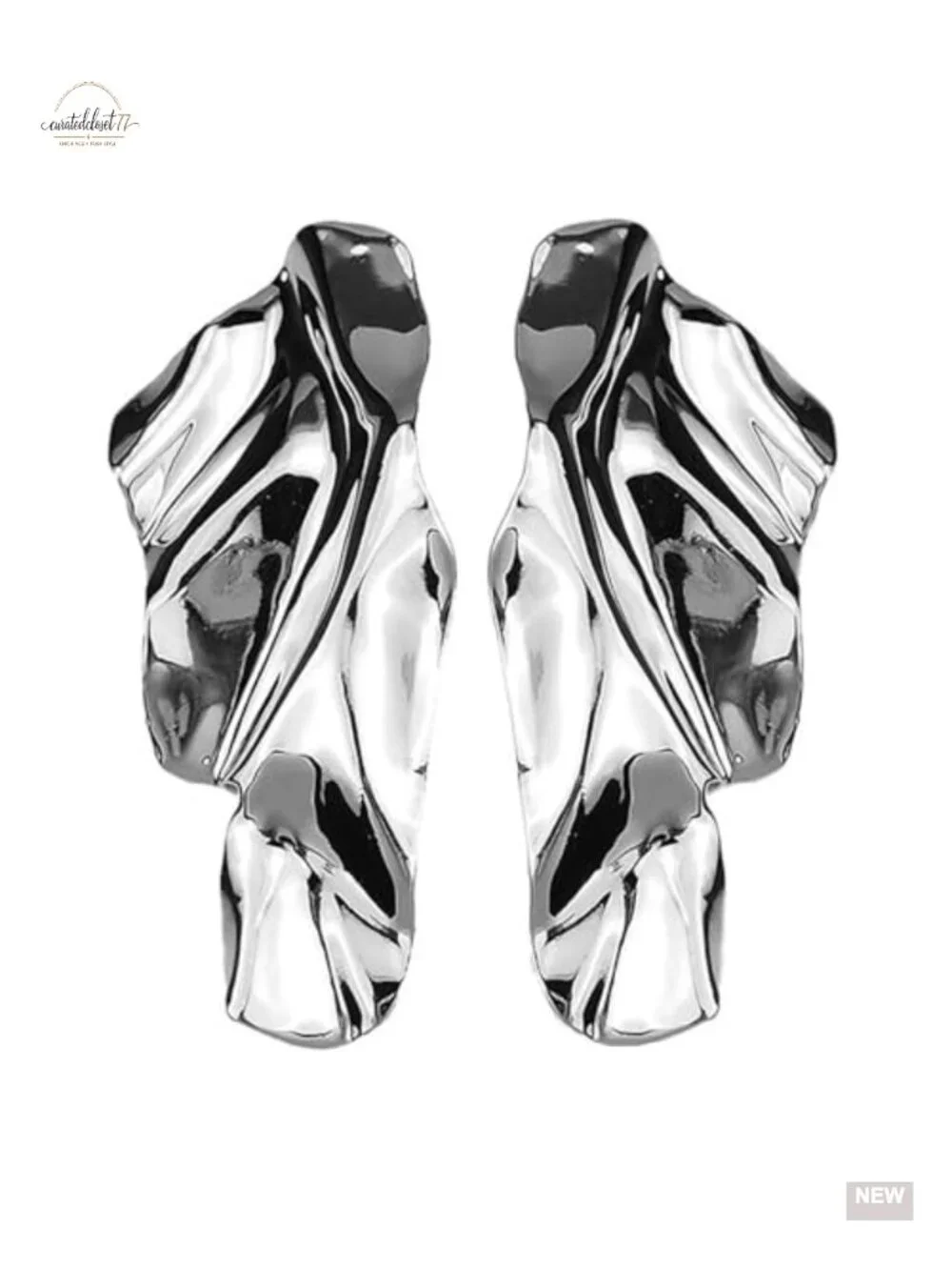 Large Geometric Statement Leaf Dangle Earrings Brass Lever Back Design